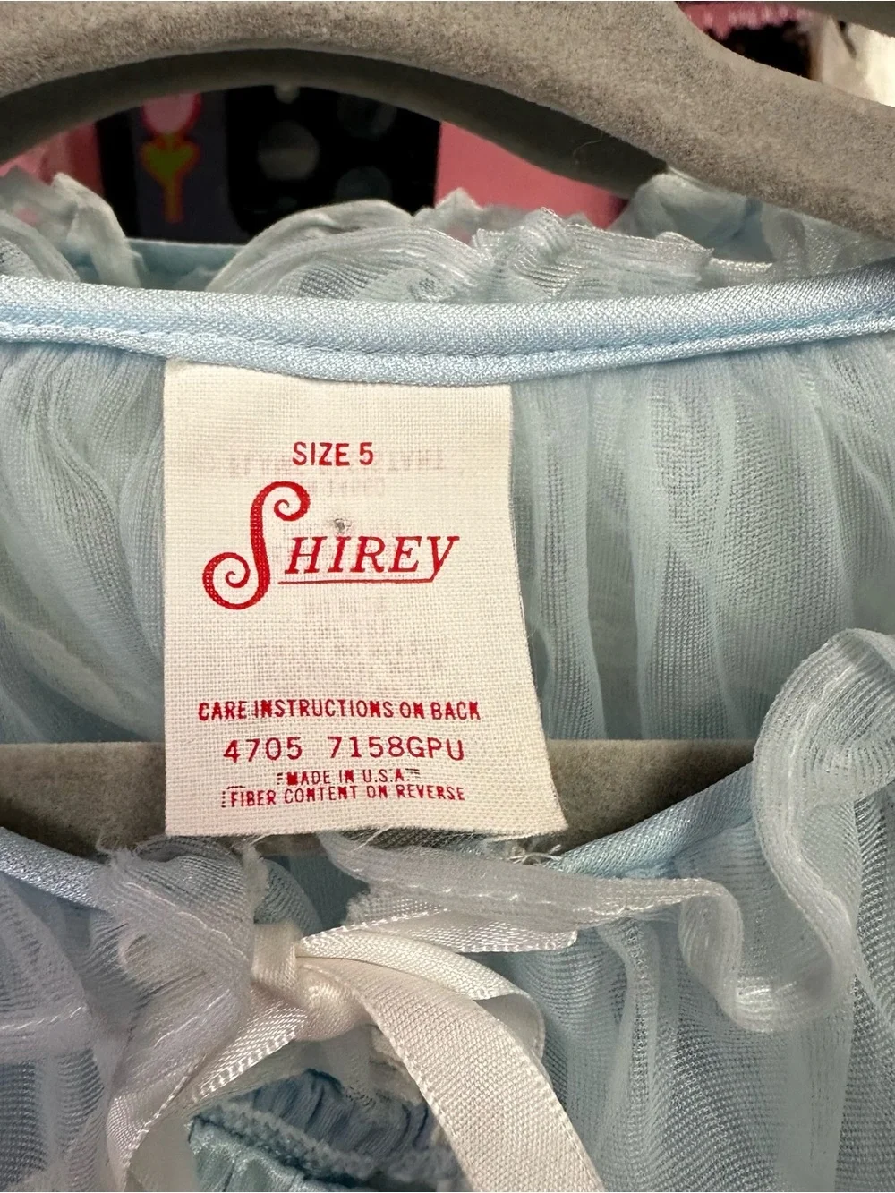 Vintage Shirey Girls Light Blue nightgown and robe set with Lace Trim